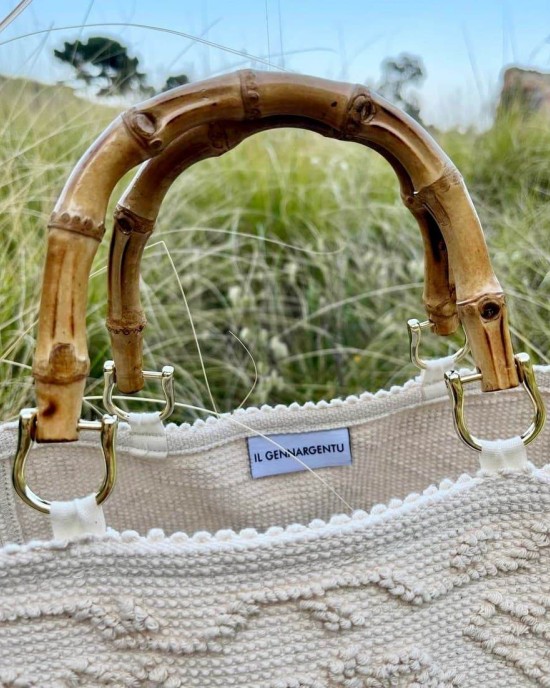 IL GENNARGENTU Borsa Sarda Bamboo Ecru