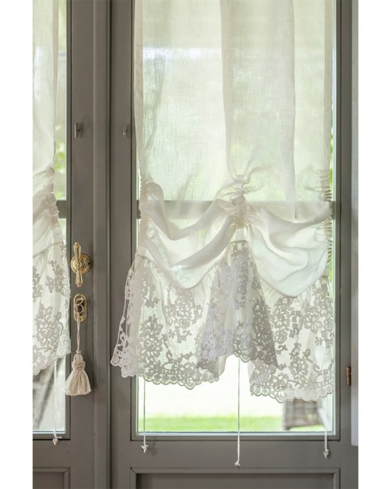 CHEZ MOI Coppia Tendine Coulisse Flora Vintage Fango 60x160