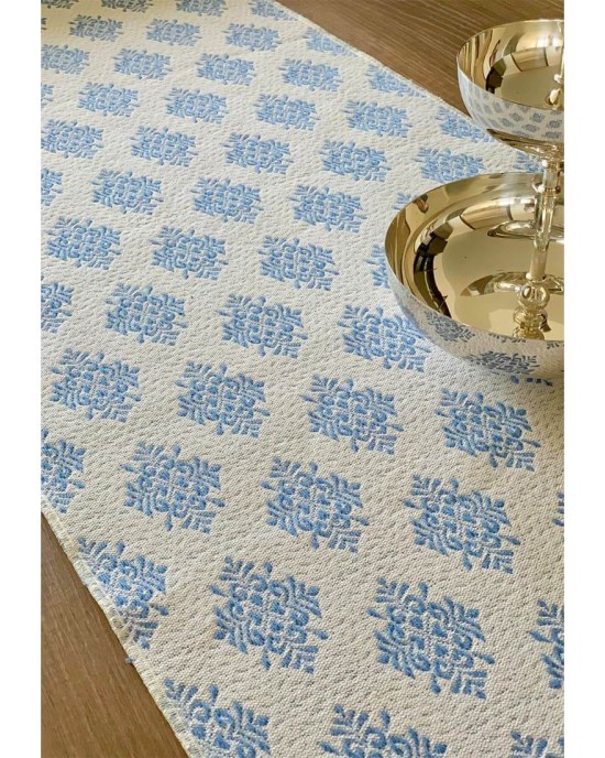 IL GENNARGENTU Runner Sardo Pistoccu Jacquard Azzurro 45x140