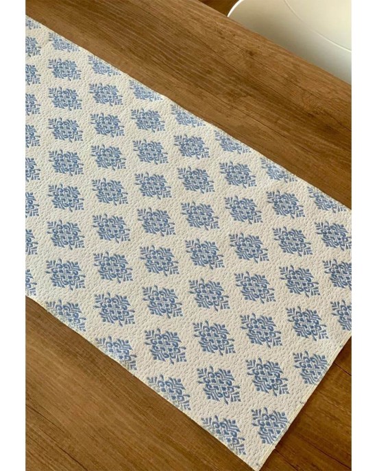 IL GENNARGENTU Runner Sardo Pistoccu Jacquard Azzurro 45x100