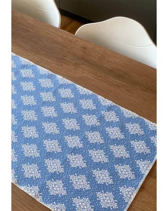 IL GENNARGENTU Runner Sardo Pistoccu Jacquard Azzurro 45x100